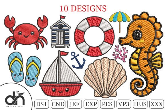 10 Cute Mini Beach Sea Embroidery Pack Review for Business Branding