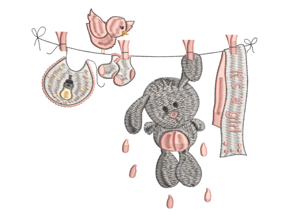 Baby Bunny Embroidery Clothesline: A Charm for Craft Fair Buyers