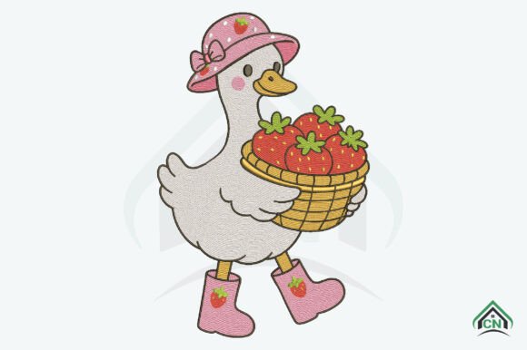 Cute Goose Strawberries Embroidery File Review