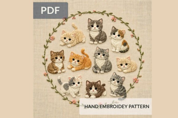 Cute Kitten Embroidery Pattern PDF, Roun Review