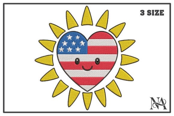 Cute USA Heart Sun Embroidery Design Review
