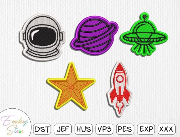 Exploring the Space Patch Embroidery Design Set