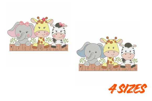 Safari Trio Boy Girl Embroidery Set for Etsy Sellers