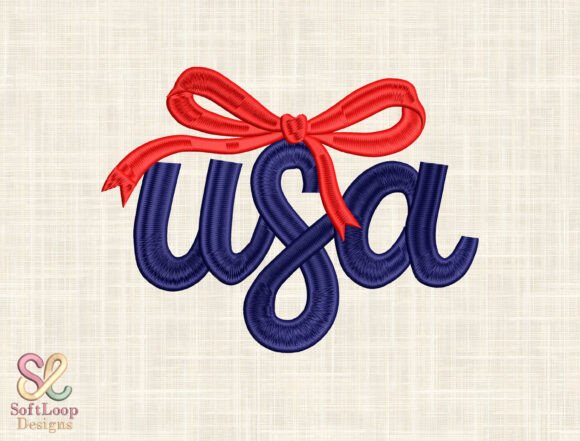 USA Bow Embroidery Design – A Patriotic Statement for Boutique Sweatshirts